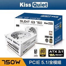 Kiss Quiet Silent G3 850W（ATX3.1&PCIE5.1)金牌 全模 全日系 電源供應器, 750W全模組(白色) 超商只能1顆, G3 750(白)