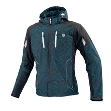 KOMINE 連帽防摔衣，防風防水，內置護具，機車騎士安全防護首選, 高反光-黑, 1個