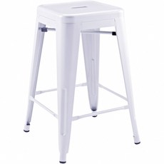 E-home 約克工業風可堆疊金屬吧檯椅-座高66cm, 白色, 1個