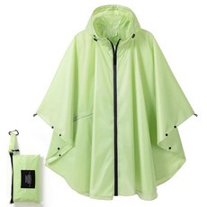 POWINSUN 패션 후드 레인 판초 방수 우비 재킷 포켓 포함 여성/남성/성인용 그린 a 단일 사이즈 126501