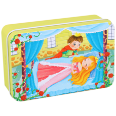 卡通拼圖 兒童益智玩具 趣味拼圖 鐵盒裝, 【60片】睡美人, 1個, 60片