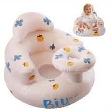 유아이유식의자 아기 학습용 의자 인플레이터블 소파형 휴대용 좌석 접이식 야외용 식판 및 젖병 보관 트레이 포함, 1)호박 스타일 트레이 포함