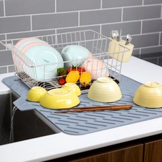 퓨어미즈키 주방 물빠짐 올실리콘 드라잉매트 특대형, 1개, 그레이, 1단