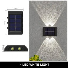 태양 야외 벽 조명 12 LED 방수 정원 안뜰 난간 장식 분위기 램프 빛나는 아래로, 4LED white