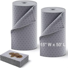 Tigeen 2롤 오일 흡수 패드 너비 38.1cm15인치 x 길이 15.2m50피트 범용 흡수 시트 차고 바닥용 자동차 유지 보수 매트 롤당 최대 12.9L4.8갤런 흡, Tigeen 2롤 오일 흡수 패드 너비 38.1cm15