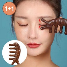 [MSMULTIVERSE] 1+1 (100% 자연) 박달나무 아기돌고래 원목 두피 경락 마사지기 괄사 브러쉬 머리 안면꾹 얼굴 눈 마사지 헤어케어 고리, wood, 2개