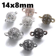 원형 자석 연결 걸쇠 비즈 라인석 참 펜던트 DIY 커플 마그네틱 버클 쥬얼리 팔찌 14mm 16mm 5 세트, 07 style11