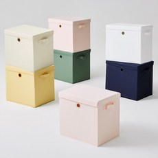 한샘 샘 폴리 수납 바스켓 (대) + 뚜껑포함 수납박스 정리함, 1개, 웜그레이