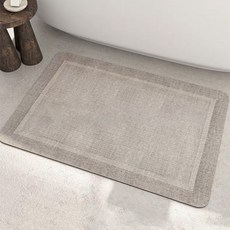 Good Lab 快乾珪藻土吸水軟墊 門口防滑墊 浴室吸水地墊 復古可清洗, 1個, 棉麻灰40x60硅藻地墊（W0208）