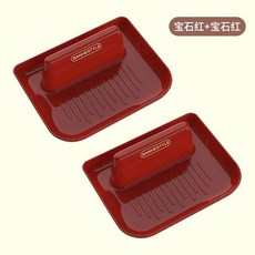 廚房鍋蓋架多功能家用檯面鍋鏟墊湯勺收納架子帶接水盤坐式置物架, 1個, 2個裝 寶石紅