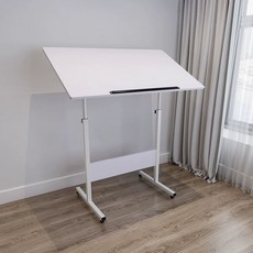 이동식 스탠딩 독서대 각도조절 높이조절 단상 책상, 스탠딩 100x60 화이트 (두꺼운형)