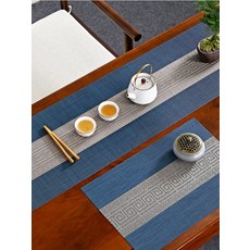 테이블러너 식탁천 덮개 장식장 홈카페 북유럽, 1개, 40x160cm 0.8m~1.2m 데스크탑에 적합, 블루 테이블 러너와 작은 찻잔 세트
