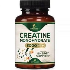 내추럴 뉴트리션 크레아틴 모노하이드레이트 캡슐 3000mg 60정, 내추럴 뉴트리션 크레아틴 모노하이드레이트 캡슐 3000, 1개