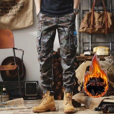 튼튼한 카고 밀리터리 워크웨어 팬츠, 1개, 1_A98688 카모플라주 플리스안감