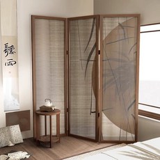 古典中式摺疊屏風隔斷客廳移動入戶玄關遮擋茶室背景復古竹子折屏, 1個, 10*10一張布,45寬*180高