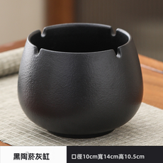 GUEFOON 黑陶陶瓷大號菸灰缸家用, 1個, 黑陶菸灰缸無圖案帶凹槽:如圖所示（6539）