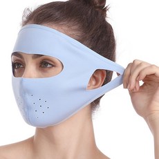 1+1 쿨원단 얼굴 마스크 쿨마스크 여름 등산 안면 자외선차단 햇빛가리개 기미 커버, 살구+스카이, 1개