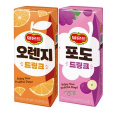 델몬트 드링크팩 2종 190ml 오렌지 12팩+포도 12팩 총24팩, 1세트