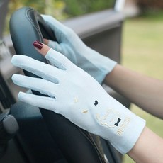 新夏季女防曬手套薄款純棉開車防滑露指兩指半指觸屏短款可愛透氣