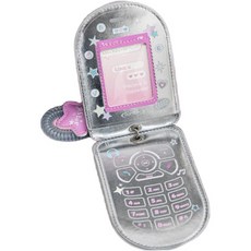 12045265 명함 거치대 꽂이 케이스 카툰 폰형 포토카드 홀더 보호 슬리브 방수 가죽 카드 2~3장 수납, 핑크