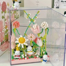 포차코 블럭 장난감 키플리 캐릭터 귀여운 블록, 츠바키히카섬 + 파차 개 장식품 5개, 1개