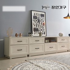 [장인가구] 셀리아 화이트 대리석패턴 2400 높은 거실장, 아이보리