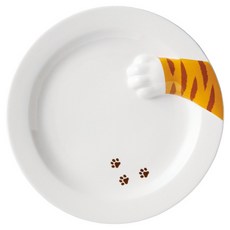 썬아트 귀여운 식기 도둑 고양이 플레이트 22cm, 화이트, 1개