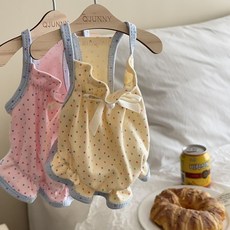 寵物背心波點蝴蝶結吊帶連衣裙洋氣衣服狗狗貓咪小型犬薄款, 純棉粉色波點,XS胸圍32【建議0.5-1.5kg0, 1個