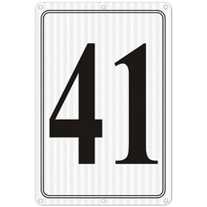 i-CowFun 프리미엄 반사 금속 번호 표지판 1 - 알루미늄 12인치 X 8인치 주차 공간 실외 대형 바닥 도크 코트 통로 필드 페이드 없음 내후성, Reflective Number Signs 41, 1개