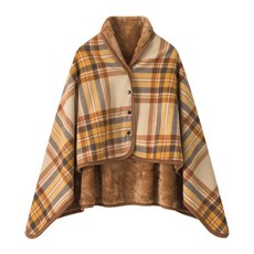 기모 극세사 대형 똑딱이 망토 담요, 1개, 옐로우