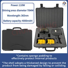 UV 자동차 도색 검사 스크래치 손상 부위 충전식 휴대용 UV 램프 365nm 핸드헬드 UV LED 경화 램프 UV 램프, 04 Two batteriestoolbox, 01 AU Plug, 1