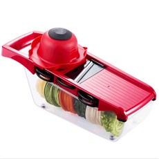 多功能切菜器八件組 送削皮刀 切菜器 廚房用具 刨刀器 切絲器 切片器 刮泥器, 紅色, 1個