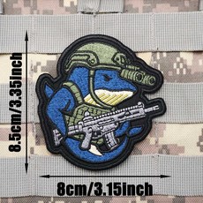 戰術刺繡布貼 鯊魚卡通造型魔鬼氈臂章, 1個, AA232-1 魔術貼