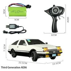 2.4G FC 드리프트 리모컨 차량 자동차 AE8 마쓰다 LD1802 도로 고급 ESP 자이로스코프 LED 장난감, 01 CHINA, 02 1B  white  AE8, 1개