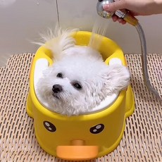 [조심스러운 첫 목욕] 펫욕조 소형견 퍼피용 반려동물 애견욕조, 2. 노란색 욕조브러쉬