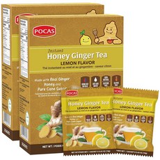 Pocas Honey Ginger 인스턴트 티 파우더 레몬 맛 2팩 생강 추출물 및 리얼 꿀 카페인 프리 차 박스당 20팩