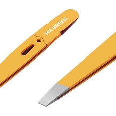 MR.GREEN 눈썹 핀셋 컬러풀 뷰티 파인 헤어 풀러 메이크업 도구 스테인리스 스틸 경사 아이 브로우 클립 제거오렌지, 주황색, 1개