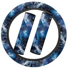 SEANATIVE 블랙 미국 국기 플란넬 자동차 액세서리 세트 푹신하고 신축성 있는 자동차 스티어링 휠 커버 두껍고 따뜻한 2피스 안전 벨트 커버 패드 자동 내부 겨울용, 스모크 울프