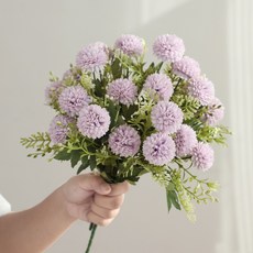 다이리슨 풍성한 퐁퐁국화 조화부쉬 4p 20꽃송이, 4개, 퍼플 4개, 퍼플