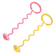 위시월드 LED 발목줄넘기 KC인증 꼬불이형, 옐로우 핑크, 2개