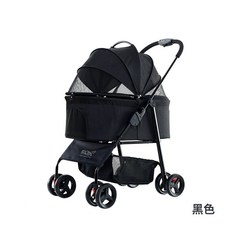 icat 寵喵樂 輕便戶外寵物推車 BNDK107 可分離式 一鍵收車 超輕量 寵物推車, 黑色, 1個