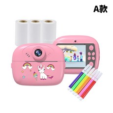 NovaPlus 兒童拍立得相機, 1個, 相機_粉色彩虹小馬A(彩色筆+紙捲*3)