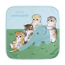 mofusand 萬用方巾 可愛貓咪 小方巾 擦拭手巾 兒童手帕, 1個, D.溜滑梯, D.溜滑梯