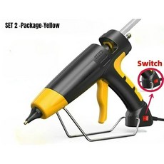 목공 도구용 11mm 핫 실리콘 건 블랙 고출력 AC 플러그 220V 800W 가용 핫 글루 건 가정 수리 DIY용, 800W S SET 1 Yellow, 유럽 연합