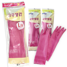 마미손 국산 고무장갑 (2켤레), 1세트, 대(L), 핑크