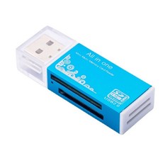迷你多功能讀卡機 USB 2.0 四合一, 藍色, 1個, 【tf+sd+ms+m2】-四合一讀卡機