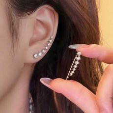 SUMMER 銀飾 925純銀閃亮排鑽耳夾 純銀耳環 無耳洞耳夾 簡約時尚 不易過敏