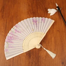 [CC55] 빈티지 실크 접는 팬 중국 일본 예술 공예 선물 홈 장식 댄스 핸드 대나무 사진 소품, 04 Purple