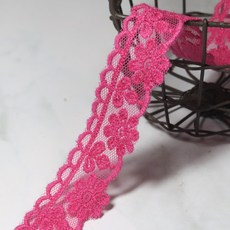 다알리아 23색 2cm x 90cm 망사 레이스 면실, 진핑크