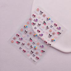 RoseAria 산리오 3D 캐릭터 네일 스티커, 1개, 퍼플 + 핑크 + 블루